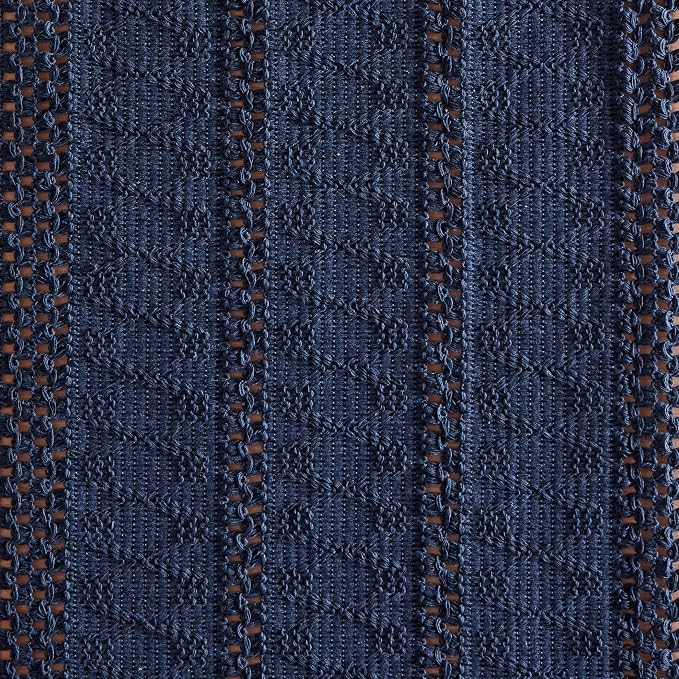 Macrame Style Boho Table Runner, 12x36 Inch Navy Blue | Woven Boho Table Runner - Image 6