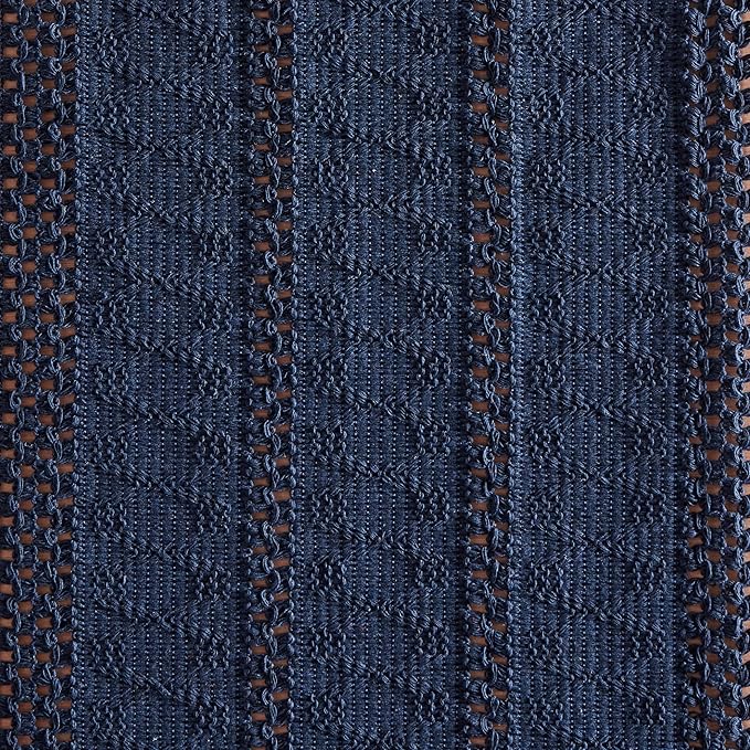Macrame Style Boho Table Runner, 12x72 Inch Navy Blue | Woven Boho Table Runner - Image 6