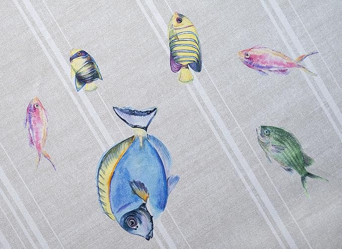 Maison d' Hermine Table Cloth Square Table 100% Cotton 60 x 60 Inches Tablecloth Reusable Decorative for Dining Room Farmhouse Home Valentines Day Decorations Spring Summer - Poisson