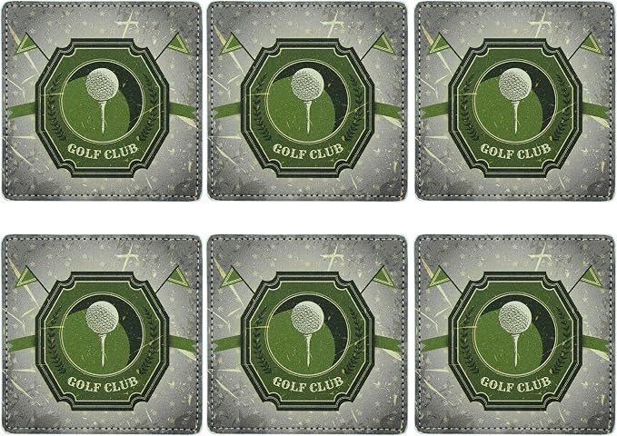 Marble Coasters Square Leather Drinks Coaster Set - Image 2