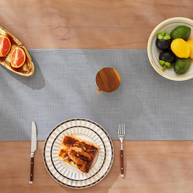 Rustic Cotton Linen Table Runner, 13x90 Inches Blue Ashes | Farmhouse Style - Image 5