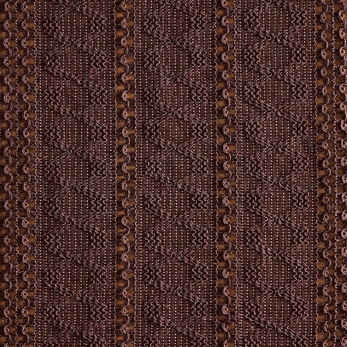 Macrame Style Boho Table Runner, 12x108 Inch Chocolate | Woven Boho Table Runner - Image 6