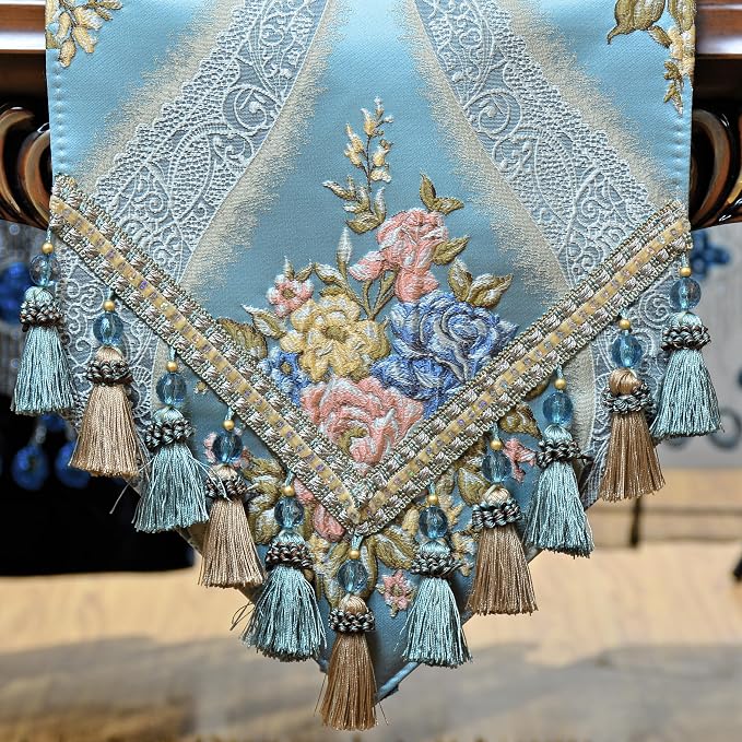 Extra Luxury Velvet Blue Table Runner 72 Inches Long - Image 5