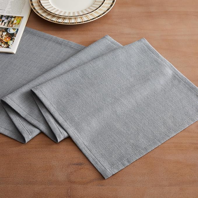 Rustic Cotton Linen Table Runner, 13x108 Inches Blue Ashes | Farmhouse Style - Image 2