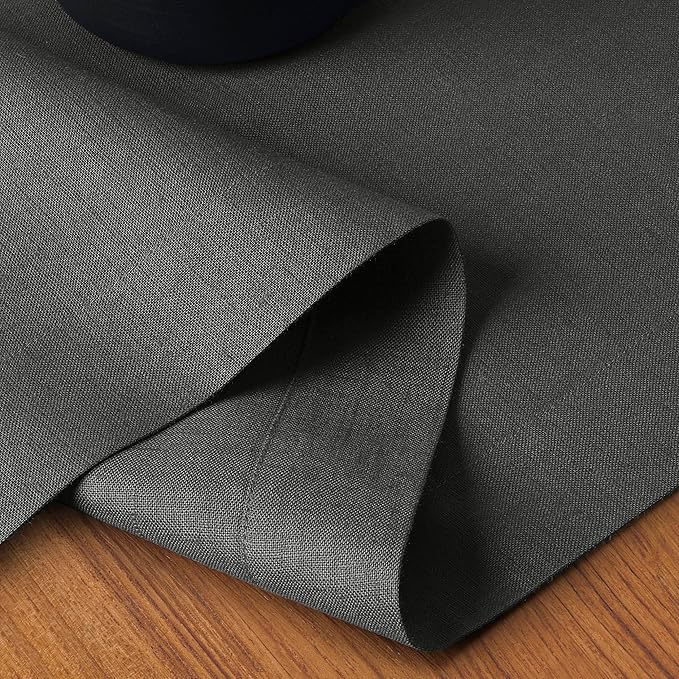 D'Moksha Homes Linen Table Runner 60 Inches - 100% Pure Linen Charcoal Grey Table Runner 14 x 60 Inch for Coffee Tables, Dresser, Spring, Easter - Machine Washable