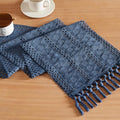 Macrame Style Boho Table Runner, 12x48 Inch Dusty Blue | Woven Boho Table Runner by ZEEMARTONLINE