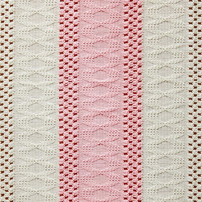 Macrame Style Bicolor Stitching Table Runner 14x36in Light Pink | Woven Boho - Image 6