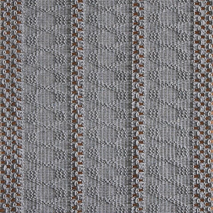 Macrame Style Boho Table Runner, 12x36 Inch Light Blue Grey | Woven Boho Table - Image 6