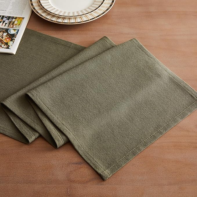 Rustic Cotton Linen Table Runner, 13x108 Inches Olive | Farmhouse Style Linen - Image 2