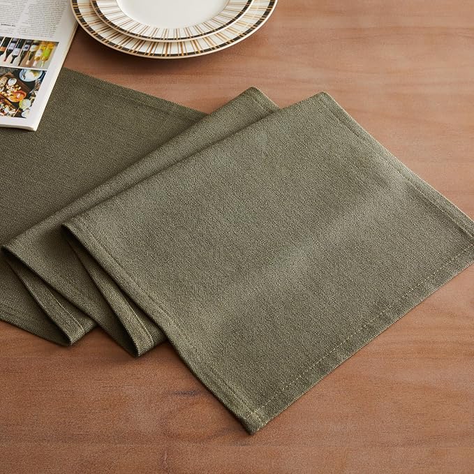 Rustic Cotton Linen Table Runner, 13x36 Inches Olive | Farmhouse Style Linen - Image 2