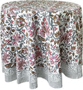 ATOSII Eden Multicolor 100% Cotton Round Tablecloth, Handblock Print Floral Table Cloth for Kitchen Dining Linen I Parties, Weddings, Outdoors, Holidays I Fall Home Decor 72" Inches Round