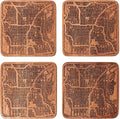 Las Vegas Map Coaster by O3 Design Studio, Set Of 4, Sapele Wooden Coaster With City Map, Handmade