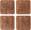 Amsterdam Map Coaster by O3 Design Studio, Set Of 4, Sapele Wooden Coaster With City Map, Handmade
