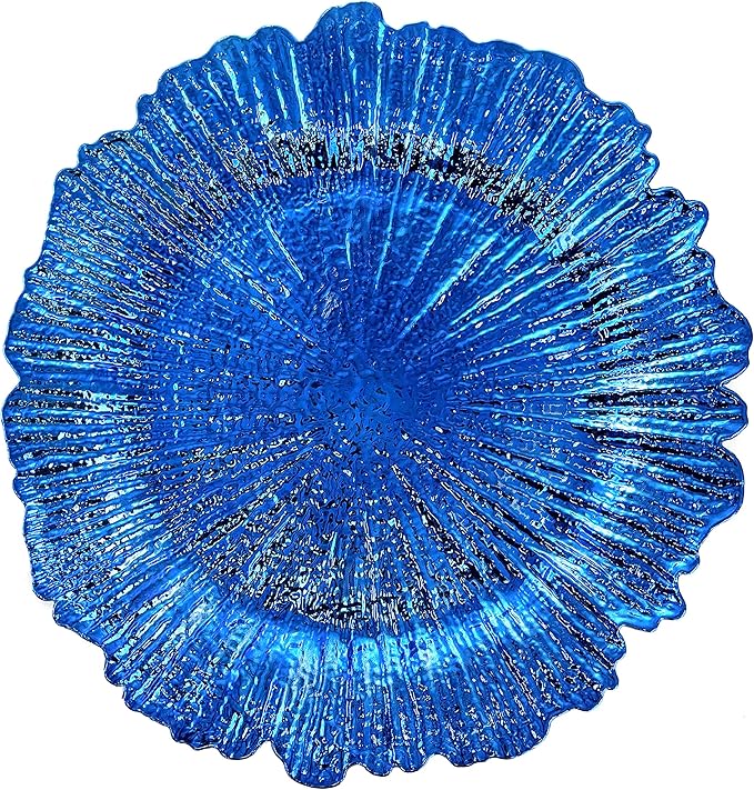 allgala 13-Inch 6-Pack Heavy Quality Round Plastic Charger Plates-Reef Royal Blue-HD80337