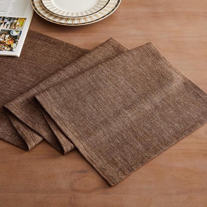 Rustic Cotton Linen Table Runner, 13x36 Inches Brown | Farmhouse Style Linen - Image 2