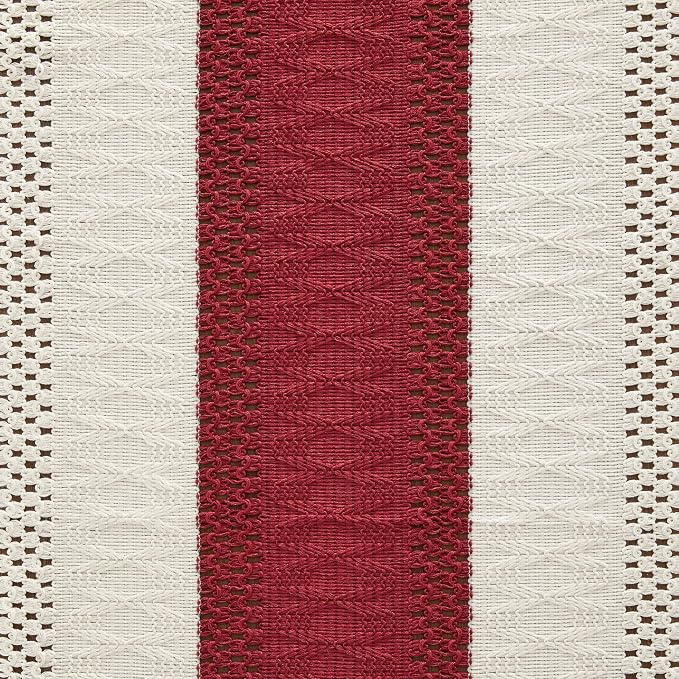 Macrame Style Bicolor Stitching Table Runner 14x72in Red | Woven Boho Table - Image 6