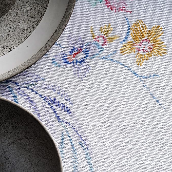 Maison d' Hermine Table Cloth Round Table 100% Cotton 63 Round Inches Tablecloth Reusable Decorative for Dining Room Farmhouse Home Valentines Day Decorations Spring Summer - Paradise Island