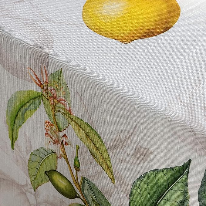 Maison d' Hermine Table Cloth Rectangle Table 100% Cotton 70 x 140 Inches Tablecloth Reusable Decorative for Dining Room Farmhouse Home Valentines Day Decorations Spring Summer - Limoncello