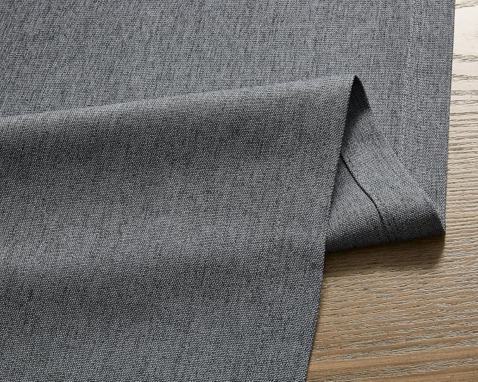 Basic Linen Style Table Runner, 14x60 Inch Charcoal | Mitered Corner Design - Image 6