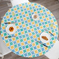 Walrus Round Vinyl Fitted Tablecloth with Flannel Backing Elastic Edge Design Table Cover Waterproof Oil-Proof PVC Table Cloth Stain-Resistant Best for 57"-66" Round