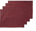 Solino Home Linen Placemats Set of 4 - Red Garnet Placemats 14 x 19 Inch - 100% Pure Linen Table Mats for Valentines, Winter - Athena